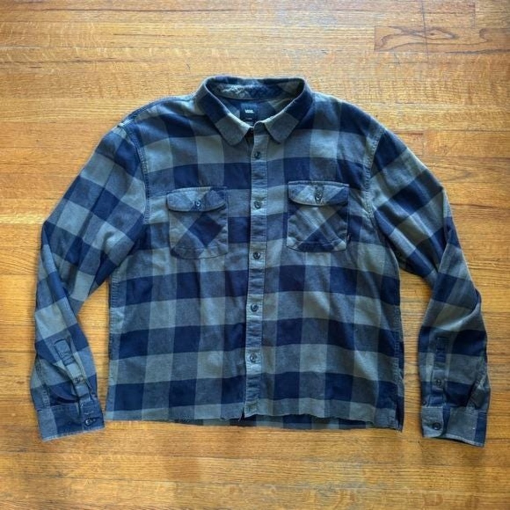 Vans‎ Mens Plaid Flannel Shirt Classic Fit Long Sleeve Button Up Top XL